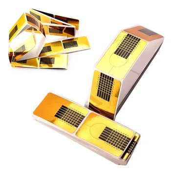 ELECOOL 500PCS Zlatý Klinec Forme Tipy na UV Gel Akryl Tip na Nechty Predĺženie Podkovy Nail Art Sprievodca FormNail poľský Veľkoobchod