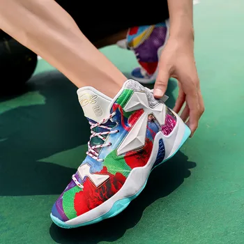 Sexy pánske basketbalové topánky v pohode pohodlné priedušná ochranná obuv vysoko elastická odpruženie non-slip pánske členkové topánky