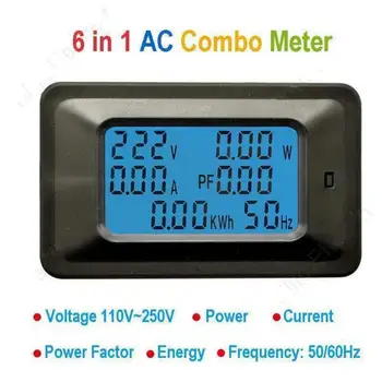 6 V 1 Digital AC Napätie Meter 100A/20A 110~250V Energie Meter Voltmeter Ammeter Panel LCD Monitor Napájania Hz účinník