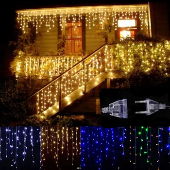 Veniec, Vianočné LED Záves Cencúľ String Víla Svetlo 5M 96Leds Časti 0.4-0.6 M Vonkajšie dovolenku strany dc svetlo led dekor