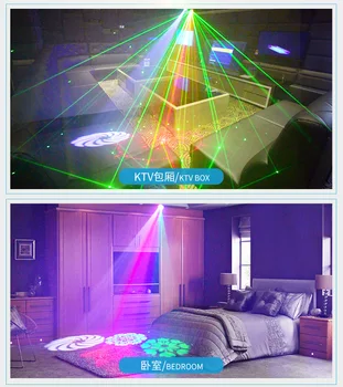 DJ, Disco Svetlo svetlá strana , Hlasové Ovládanie dj Laserový Projektor Svetlá 52 Režimy RGB Účinok Lampy, Strana Domov Svadobné disco guľa