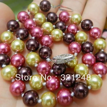 Multicolor simulované-pearl 8mm kolo shell perly diy spona náhrdelník pre rainbow šperky rozhodovanie o 18-palcové GE1188