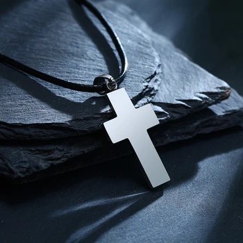 Vnox Mužov Bežné Cross Prívesok Náhrdelníky Čierne Uhlíkové Vlákno z Nehrdzavejúcej Ocele Modlitba Kresťanskej Darčeky, Šperky