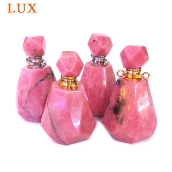 Rhodonite parfum fľašu prívesok Čakra prírodné skvosty kameň Parfum Fľašu konektor Čarovný Liek Fľaše pink Aroma Olejová čaro