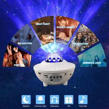 Hviezda Projektorom Hviezdnej Oblohy Projektor Blueteeth USB Hlasové Ovládanie Hudobného Prehrávača detský Nočné Svetlo Romantický Galaxy Lampa Projektora