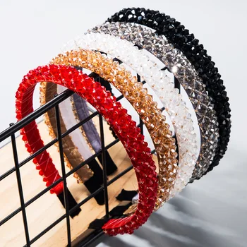 Nové Módne Jednoduché Crystal Drahokamu hlavový most Korálkové Pletená Hairband Barokový Diamond Čelenky pre Ženy, Doplnky do Vlasov
