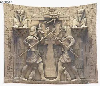 Retro Egyptských Bohov Nástenné Gobelíny Kryt Pláž Uterák Hodiť Deka Piknik Yoga Mat Domáce Dekorácie