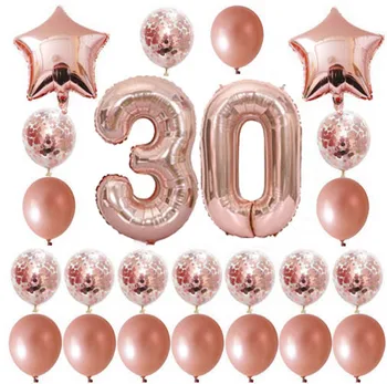 24pcs/veľa Dospelých Balóny Happy Birthday 18 21 30 50. Rose Gold Narodeninovej Party Balón Konfety Globos Výročie Party Decor