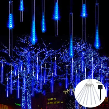 Svadobné, Vianočné Dekorácie, Lampy Solárne meteorický dážď Dážď Svetlá 30 cm 8 Trubice 144 Led Pre Home Holiday Garden Party Dodávky