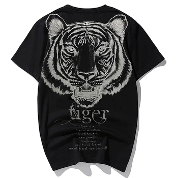 Letné plus veľkosť muži t-shirt mužov 8xl 6xl 7XL bavlny o-krku hip hop krátky rukáv T-shirt s Tiger Tlač