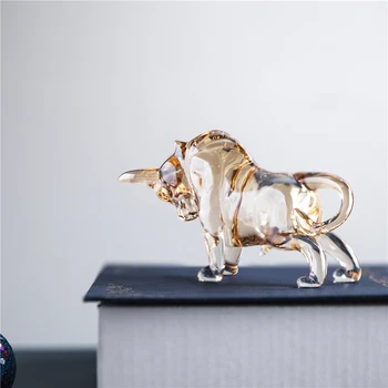 H&D Šampanské Crystal Bull Figúrka Umelecké Sklo Zvierat Obrázok Sochy So Suvenírmi Socha Home Office Dekor Darček Pre Otca/Priateľ