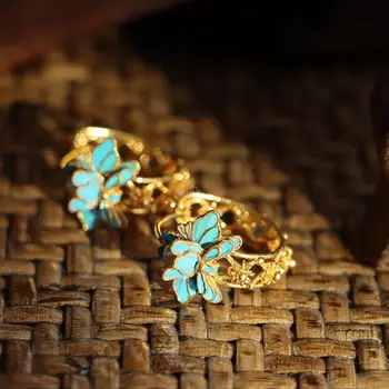 Pôvodné cloisonne lotus retro filigránske vinutia náušnice dizajnér jedinečné antické zlato plavidlá kúzlo dámske strieborné šperky