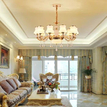 Európska Gold Luxusné LED Krištáľový Luster Obývacia Izba, Jedáleň, Spálňa Studio Hotel Villa Zliatiny Zinku Lampy