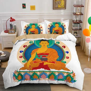 Boho Povahu Budhu Kráľovná posteľná bielizeň Sady Meditácie Perinu 2/3ks Posteľ Nastaviť Jeden Twin Dvojité Deka Kryty S obliečka na Vankúš