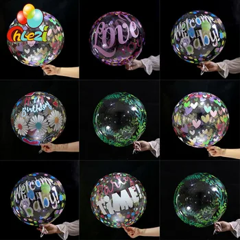 50pcs 20 palcový Transparentný Bobo Balón Palmového Lístia Láska Narodeniny Tému Jasné, Hélium Balón Svadby, Narodeniny, Party Dekorácie