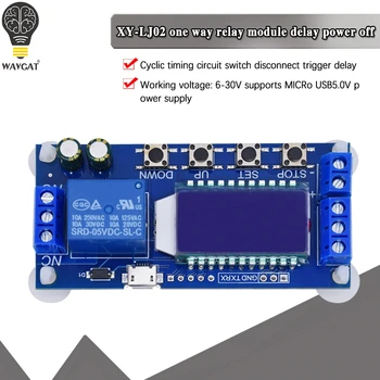 WAVGAT Micro USB, Digitálny LCD Displej Čas Oneskorenia Relé Modul DC 6-30V Ovládanie Multifunkčné Časovač Prepínač Spustenie Cyklu XY-LJ02