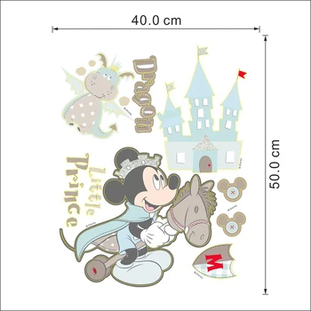 Cartoon Disney Mickey Mouse Princ Hradu Draka Samolepky na Stenu Pre Domova Deti Izby Stenu PVC Nástenné Art DIY Plagát