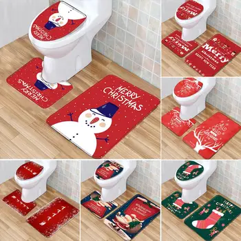 Santa Claus Koberec Sídlo Kúpeľňa Dvoch-dielny Wc Sada Vianočných Ozdôb Pre Home 2020 Vianoce Navidad Šťastný NewYear Darček 2021 Noel