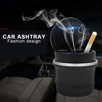 Nový Príchod Kvalitné Auto Odnímateľný Popolník Dizajn Popolník Úložný Box 2-v-1 LED Nočné Svetlo Popolník s Vekom, Rýchle dodanie