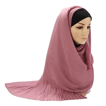 PINKSEE 24 Farby Šifón Hijabs Trendy Vysokej Quanlity Farbou Skladaný Prúžok Dlhú Šatku, Šál Moslimských Hijabs pre Dámy