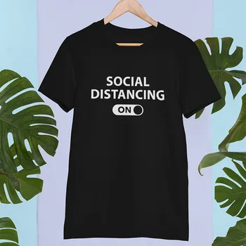 Sociálne Dištancovanie Režim T Shirt Design Bavlna, Krátky Rukáv Letné Topy Tee Homme