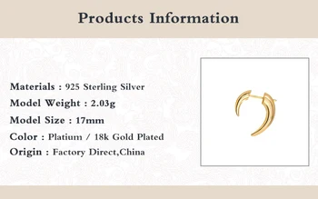 GS 925 Sterling Silver Stud Náušnice Pre Ženy 2020 Trend Hladké Rohy Náušnice Najnovšie Módne Šperky Príslušenstvo Pre Strán