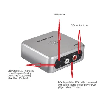 EZCAP 3,5 MM RCA Digitalizátorom. Audio Capture Záznamník Box Converter Adaptér Uložiť Analógové Hudby Audio USB /SD ako MP3, IR Diaľkové ovládanie
