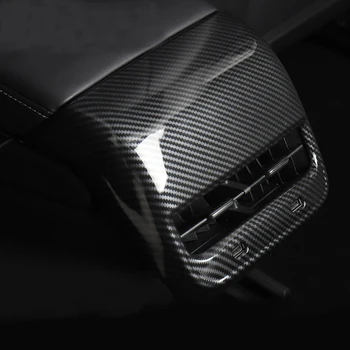 Pre Tesla Model 3 ABS Uhlíkových Vlákien Dekoratívne Samolepky Styling Auto Späť Air Vent Dekorácie Rám, Kryt Auto Príslušenstvo