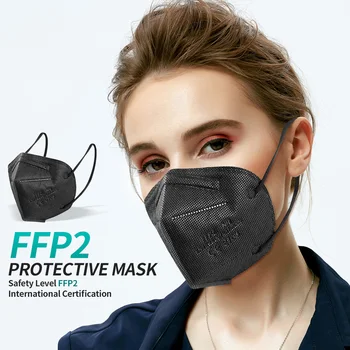 Mascarilla FPP2 Homologada Black KN95 Masku na Tvár FFP2 Opakovane 5 Vrstiev FFP2mask CE Certificadas Dospelých Higienicas Maska Španielsko FFP3
