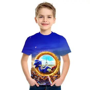 Summer Sonic T-shirt Pre Dospievajúci Chlapec Dievča Oblečenie, Módne Dieťa 3D Tlač Narodeniny Tee Deti Boutique T Shirt Top 10 12 14 rokov