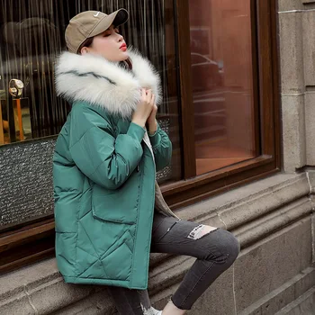 Cotday Bavlny S Kapucňou Kožušiny Plus Veľkosť Hrubé Vrecku Modré Dlhé Sladké 2020 Podpora Bežné Zime Teplé Ženy Parkas Kabát