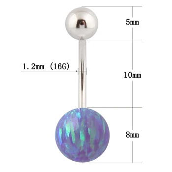 Brucho krúžok nehrdzavejúcej ocele 316 16 G piercing opal 8mm loptu brucha piercing pupka bar módne šperky doprava zadarmo