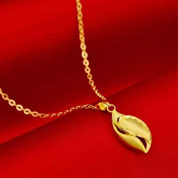 Móda 14K Zlata Náhrdelník Reťazca pre Žien Výročie Svadby Šperky Jemné Leaf Prívesok Šperky, Náhrdelníky Narodeninám