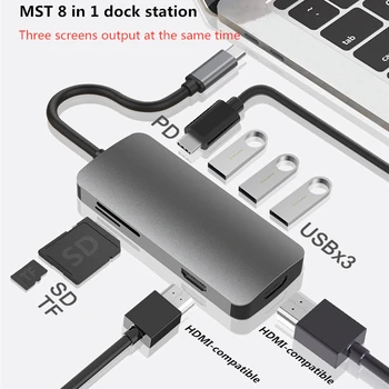 Mtf so sídlom Dock Stanica Dual HDMI 4K Dual Monitor USB napájací Adaptér USB 3.0, VGA RJ45 PD Nabíjanie pre Macbook Pro Typ C Dokovacej Konvertor