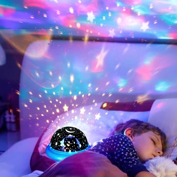 Rotujúce nočné svetlo projektora Rotujúce hviezdne nebo hviezdne nebo master deti detský baby spánku romantický Led lampa premietacie