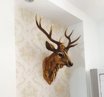 Aqumotic Veľké Elk Hlavu jeleň 3D Dekorácie Visí zariadené, pri DIY nástenná maľba Tvorivé Zvierat Simulácia Živice Remesiel Socha