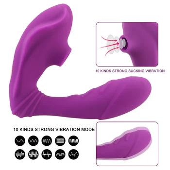 Dvojité Vibračná Vagína Sania Vibrátor Klitorisu Pošvy G mieste Stimulácia Sexuálne Hračky pre Ženy, Bradavky Bulík 10 Rýchlosť