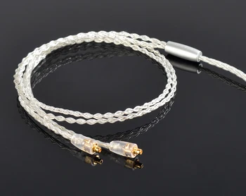 Ručne Vyrobené DIY Aktualizované 8 Jadier 6N Medi Pozlátené Striebro MMCX Headset Line 3,5 mm Konektor Kábel Kábel Pre SE525 SE535 SE846 UE900 LA DT2