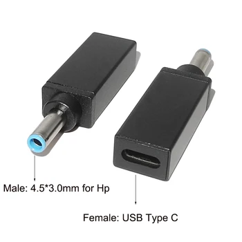 Dc USB Typu C, USB C Ženské 4,5*3.0 4.5x3.0 mm s Pinová Zástrčka Converter Konektor Napájania Konektor, Adaptér pre Hp Envy Ultrabook