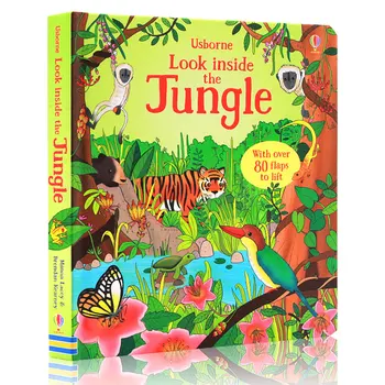 Usborne Pozrieť Dovnútra POP-UP Jungle 3D Klapka Obrázok Lepenky, Knihy Lesa sa Deti Učia anglický výraz Vzdelávacie Čítanie Knihy