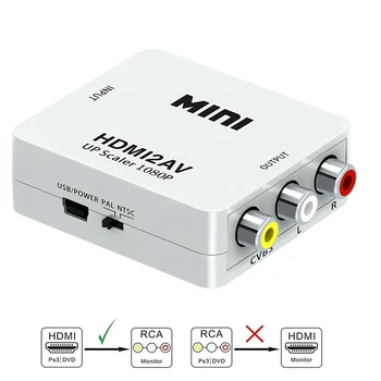 HDMI k AV Scaler Converter RCA Kompozitný CVSB Z Adaptér 1080P Mini HDMI2AV HD Video Box Podpora NTSC, PAL pre TV PS3, PS4 DVD