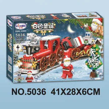 2018 Vianočné Sety Darčeka Crystal Box Santa Village Vlak Kompatibilný Model Budovy Súpravy, Kvádre, Tehly Deti Hračky