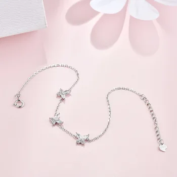 2021 Nové 925 Sterling Silver Reťazí Crystal Motýľ Kúzlo Náramok &Náramok Pre Ženy, Svadobné Šperky sl163