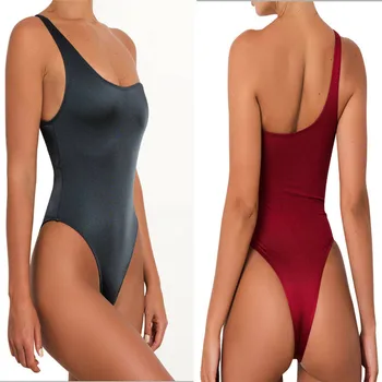 2019 Sexy Dámske Letné Beach jednodielne Plavky Nastaviť Dámy Vysoký Pás Čalúnená Dovolenku Swimmingwear Bazén Plavky