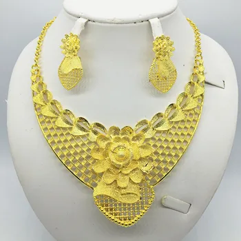 Rozmanitý výber štýlové svadobné Dubaj Afriky kolekciu Šperkov zlato náušnice, náhrdelník romantický žena, nevesta šperky