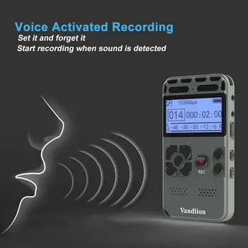 Vandlion Profesionálne Hlasové Aktivované Digitálnymi Audio Hlasový Záznamník 16GB PCM Nahrávanie Dlhá výdrž Batérie, MP3 Prehrávač Hudby V35