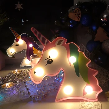 3D Jednorožec lampa Teplé svetlo 18x16cm Darček hračky Nočné svetlo Deti, narodeniny, party dekorácie Jednorožec Tabuľka domova Baby sprcha