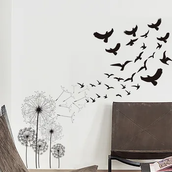 Black Púpava Samolepky na Stenu Miestnosti Dekorácie Vtákov, Obývacej izby, Spálne, Okenné Dekorácie, Nástenné Art Obtlačky Domova Nálepky