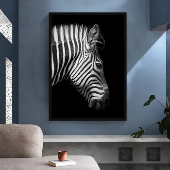 Zebra, Slon, Lev Žirafa Rhino Čierna Biela Zvierat Plátno Na Maľovanie Umenia, Tlače, Plagát, Obraz Na Stenu Nordic Dekorácie