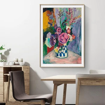 Vintage Matisse Pivonky Kvet Plátno olejomalieb Master Plagát Vytlačí DIY Drevený Rám Wall Art Obrázky Kuchyňa Domova